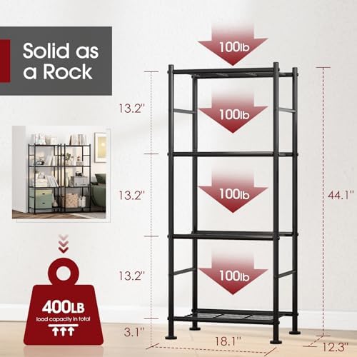 Sakugi 2-Pack 4-Tier Metal Storage Shelves, 18.4"x12.6"44.1" - Image 3