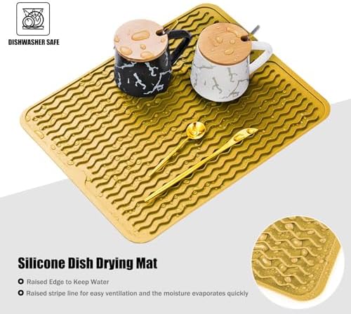 Silicone Dish Drying Mat, Non-Slip Easy Clean Sink Mat - Image 3