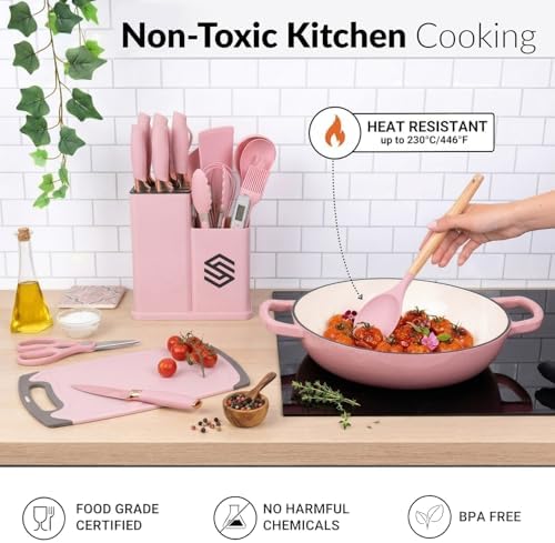 19 PCS Pink Silicone Cooking Utensils Set - Image 3