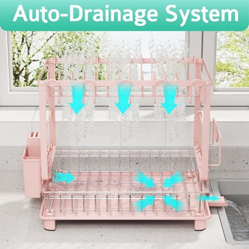 2-Tier Dish Drying Rack for Kitchen Counter, Space-Saving - Image 3