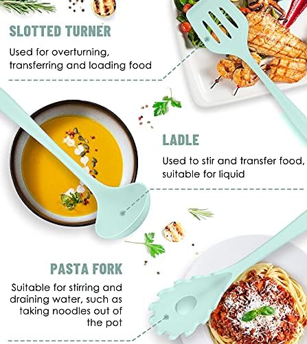 Green Kitchen Utensils Set-12 Pieces Silicone Cooking Utensils Set - Image 4