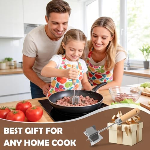 304 Stainless Steel Meat Chopper, 6-Blade Ground Beef Masher & Hamburger - Image 6