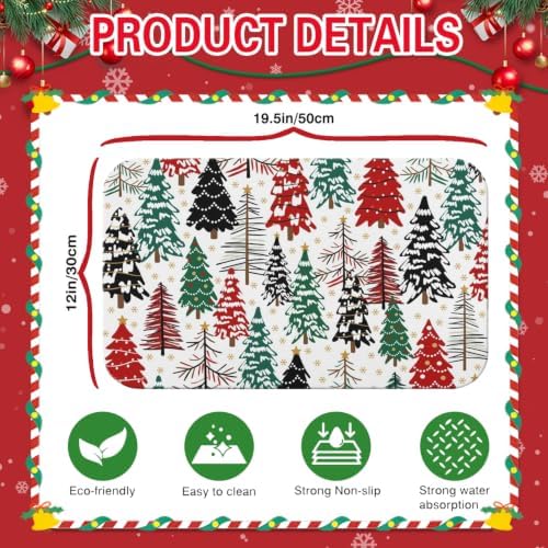 Christmas Dish Drying Mat Kitchen Countertop, Super Absorbent Coffee Bar Mat - Image 5