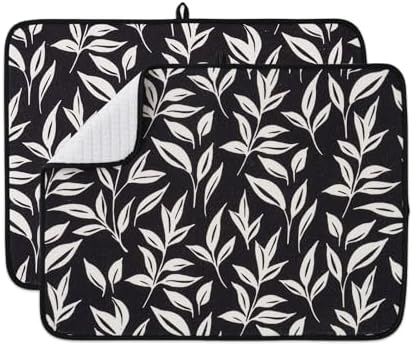 FRESHMINT Dish Drying Mats 2 Pack, Verdant Leaves by FRESHMINT