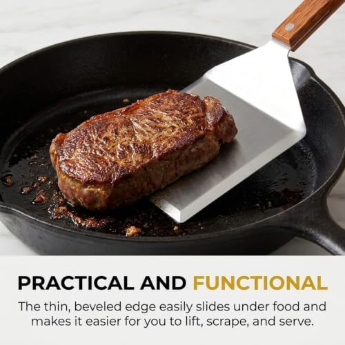 Extra Wide Spatula with Beveled Edges, Oversized Stainless-Steel Spatula with - Image 4