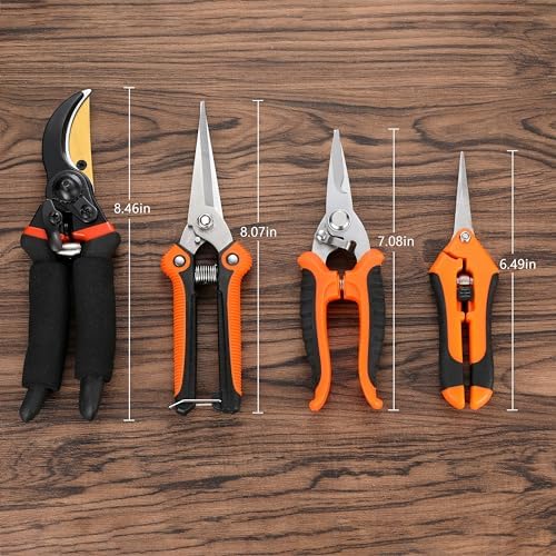 5 pack Garden Pruning Shears Stainless Steel Blades, Handheld Scissors Set - Image 4