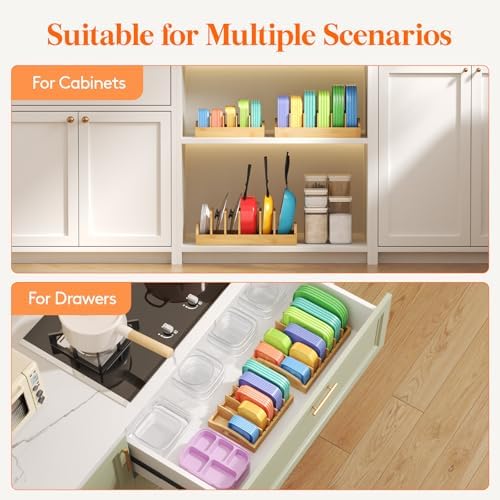 Lifewit Bamboo Lid Organizers for Inside Cabinet - Image 4