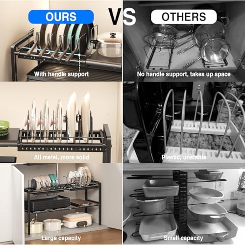 Mustorn Pots and Pans Organizer Under Cabinet, Expandable 2 Tier Under Sink - Image 5