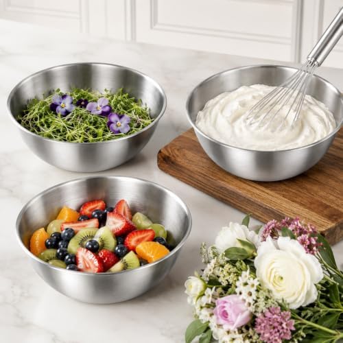 salbsever 3 Pcs Stainless Mixing Bowls, Metal Cooking Bowl - Image 3