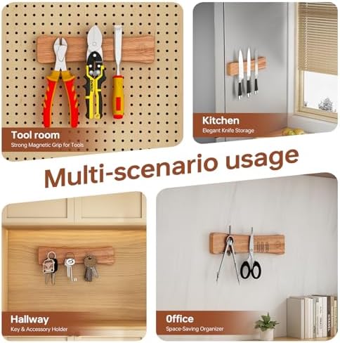 Knife Magnetic Strip, 10 Inch Solid Oak Magnetic Knife Holder - Image 6