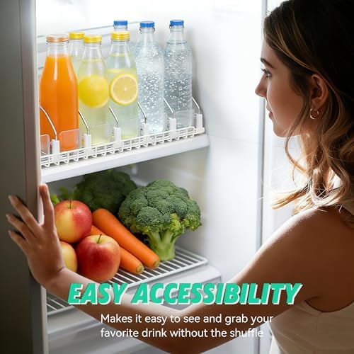Adjustable White Fridge Organizer, Automatic Can Dispenser & Drink Rack - Image 4