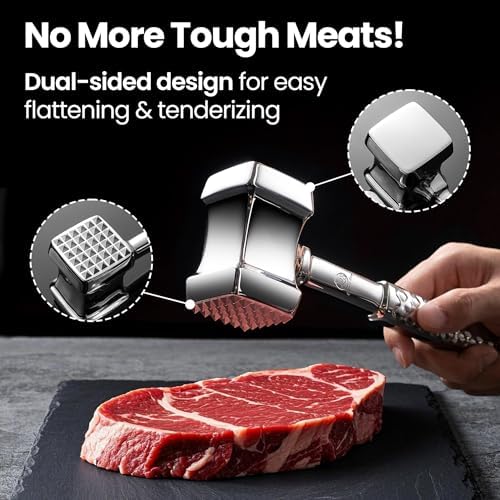 Gourmet Easy Classic Meat Tenderizer Tool, Non-Slip Grip Lifetime Replace - Image 3