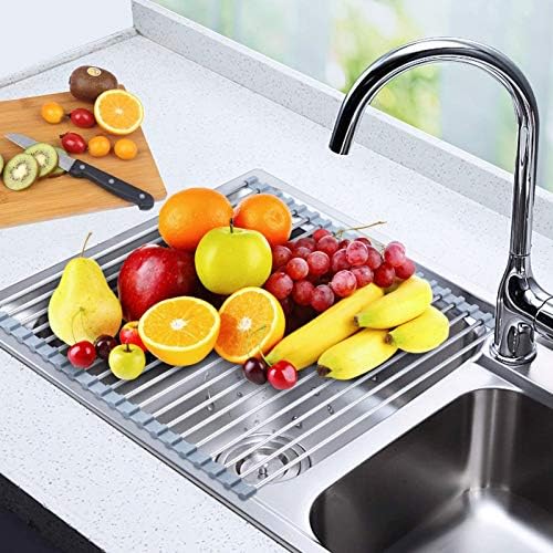 Over the Sink Dish Drying Rack, Searik Roll up Sink Dish Drainer Rack Foldable - Image 6