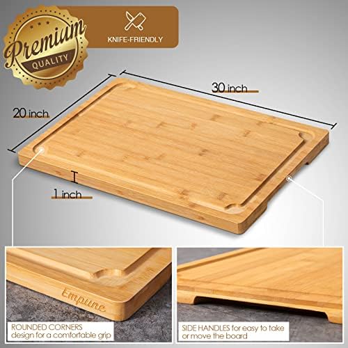 Empune 30" x 20" Turkey Carving Board, Bamboo Cutting Boards - Image 2