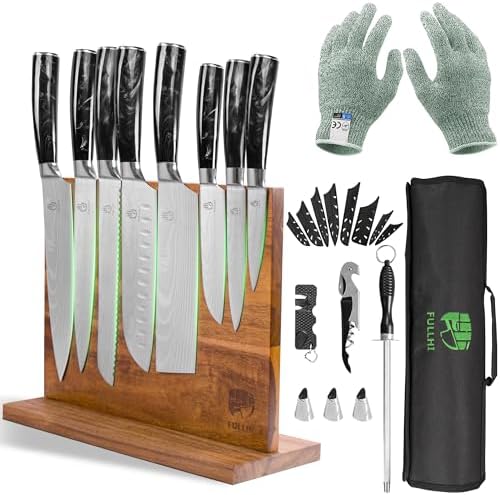 FULLHI 15pcs Japanese Knife Set by ExpertForPortableAndButcherKnifeSet