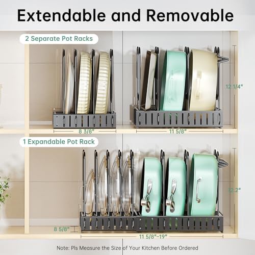 ORDORA Pots and Pans Organizer Under Cabinet Expandable, 8-Tier Adjustable - Image 4