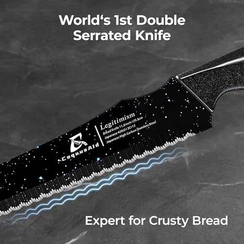 CoquusAid Bread Knife for Homemade Bread, World's 1st Double Serrated Knife - Image 2