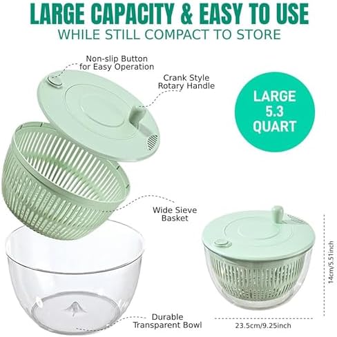 Salad Spinner for Washing & Drying Vegetables and Fruits, Lettuce Spinner - Image 5