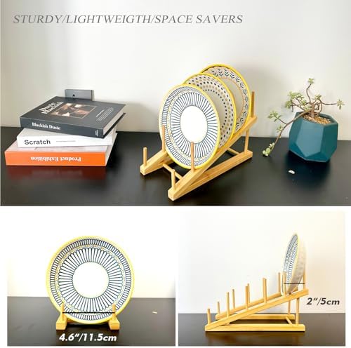 Plate Stands For Display, Wooden Plate Rack Dish Stand Holder - Image 4