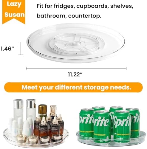vacane Clear Lazy Susan Organizer, Non-Skid Plastic 11" Lazy Susan Turntable - Image 2