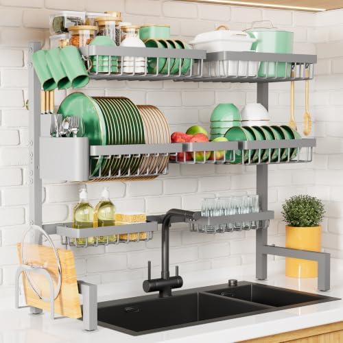 Kitsure Adjustable Over The Sink Dish Drying Rack, 31.5" -39.4" x 30.3" by Kitsure