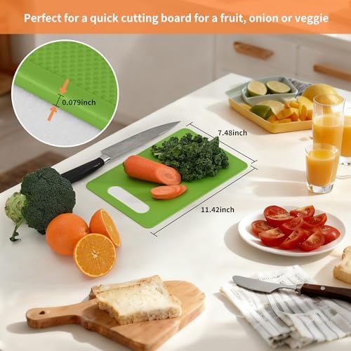 Luckyiren Plastic Cutting Board Set, 4-Piece Small Color-Coded Kitchen Mats - Image 6