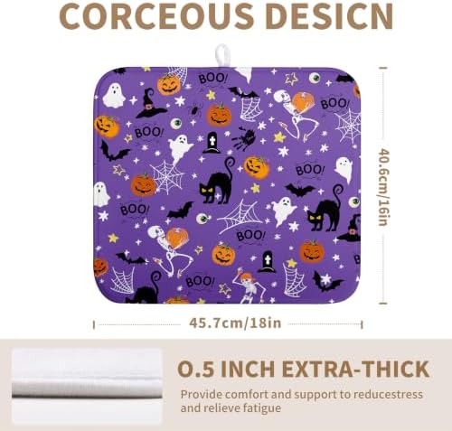 Halloween Dish Drying Mat for Kitchen Counter Cute Cat Boo Bats Skull Drying - Image 2