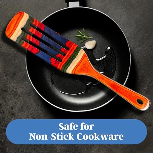 Baltique Marrakesh Collection Colorful Wooden Slotted Spurtle Spatula - Image 3