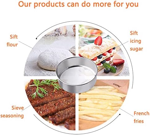 3 Pack Round Flour Sifter, Stainless Steel Fine Mesh Strainers Flour Sieve - Image 5