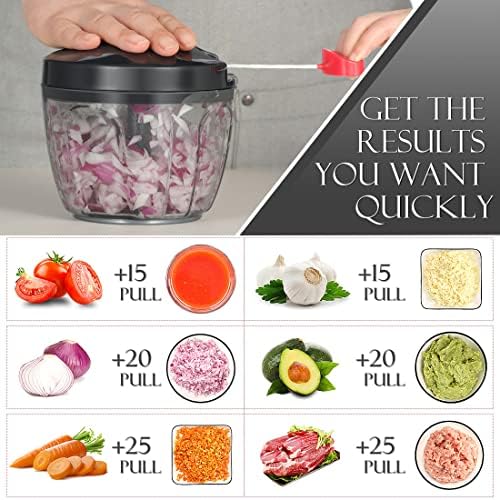 Ourokhome Manual Food Processor Vegetable Chopper, Portable Hand Pull String - Image 2