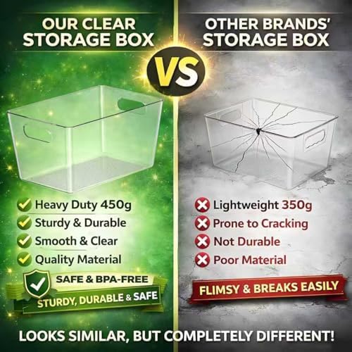 6 Pack Clear Plastic Storage Bins, Kitchen&Pantry Organizer Large - Image 3