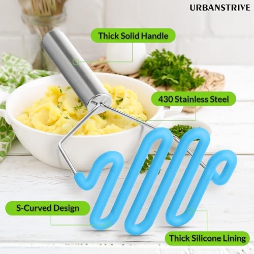Urbanstrive Non-Scratch Silicone Potato Masher Kitchen Tool, Potatoes Masher - Image 3