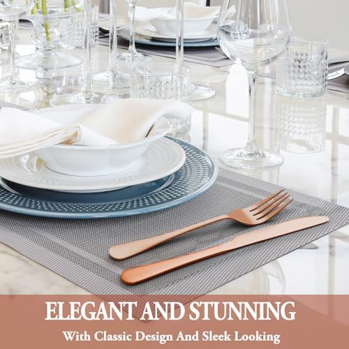 24 Pcs Rose Gold Silverware Set - Image 6