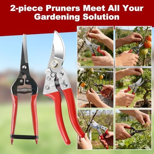 LEEPENK 2 Piece Garden Shears Set: Heavy Duty Pruning Shears - Image 5