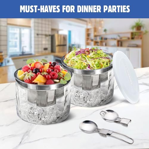 LIMOEASY Small Chilled Serving Bowl 2 Pack, 25oz Ice Chilled Dip Bowl - Image 4