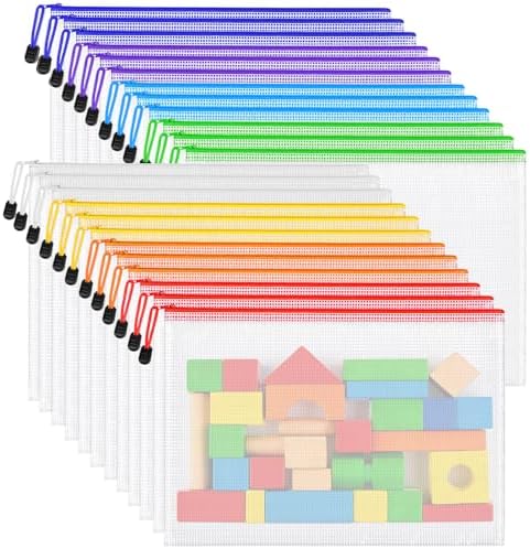 24pcs Mesh Zipper Pouch Bags, A3 Large Size Zippered Bags by Unknown