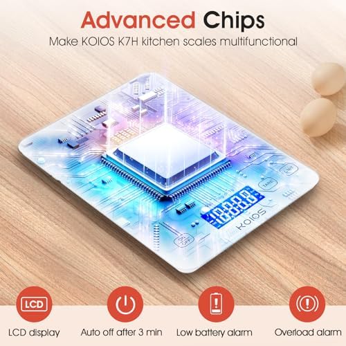 KOIOS USB Rechargeable Food Scale, 33lb/15Kg Kitchen Scale Digital Weight Grams - Image 6