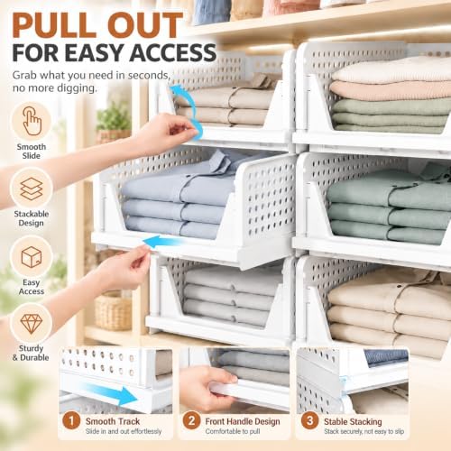 Upgraded Closet Organizers and Storage, Stackable Closet Organizer Basket - Image 3