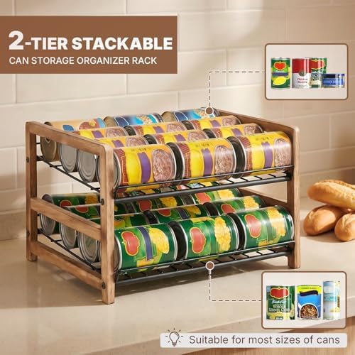 DGWJSU Can Organizer for Pantry 2-Tier, Holds up to 24 Cans Storage - Image 4