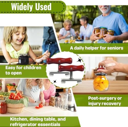 2-Pack Adjustable Jar Opener, Stainless Steel Lid Remover, Wood Handle - Image 7