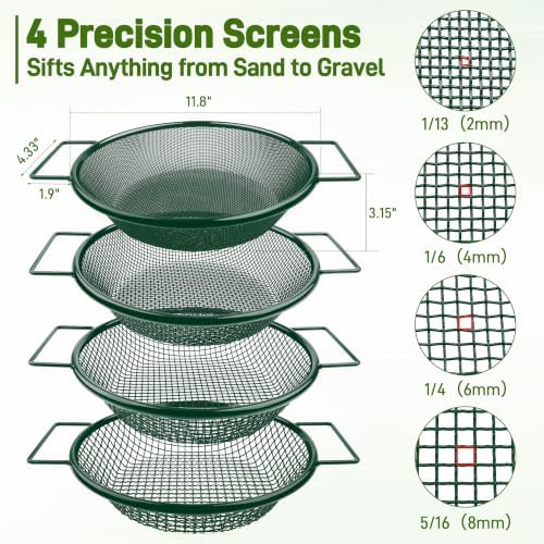 Mulctun 4Pcs Soil Sifter with Handles, Heavy Duty Dirt Sifter - Image 2