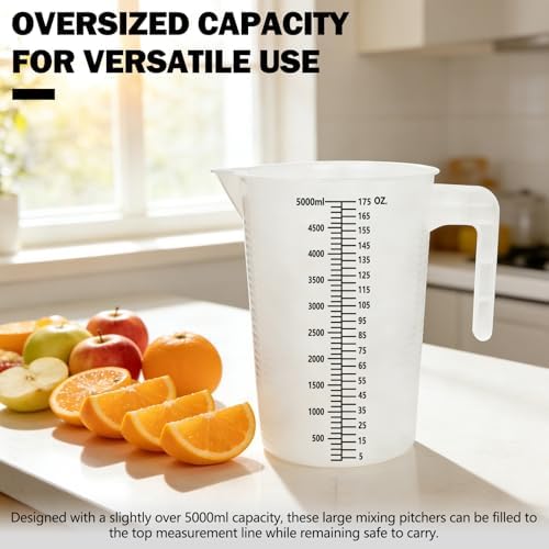 Artcome 3-Pack 5000ml Mixing Pitchers, Plastic Measuring Pitcher - Image 7