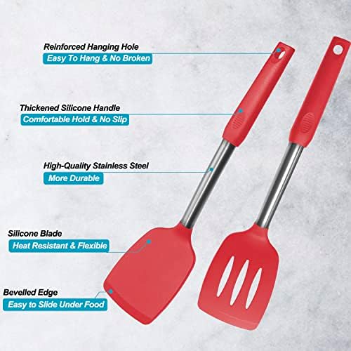 Silicone Spatula and Cooking Spoon, 5 Pack Non-Stick Cooking Utensils - Image 3