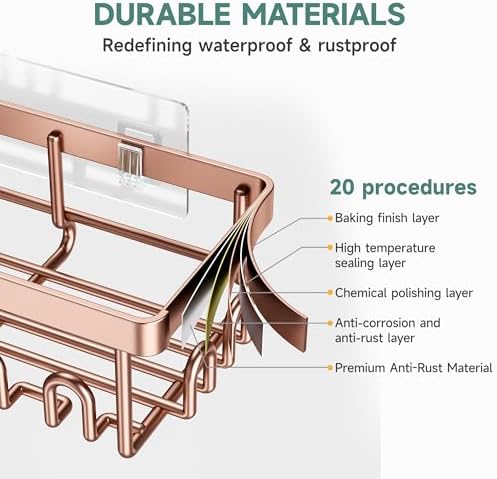 Veken Shower Caddy 6-Pack, No Drilling & Rustproof, Waterproof Adhesive Shelves - Image 4