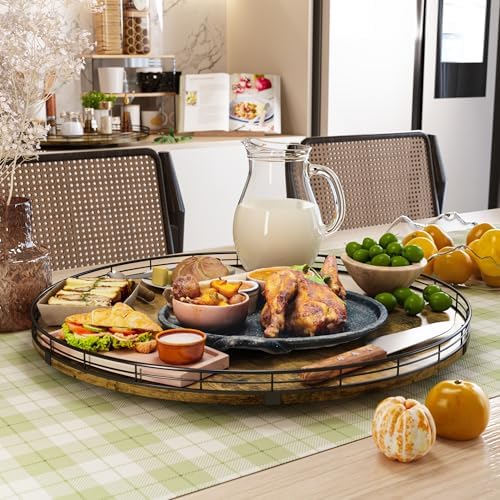 Lazy Susan Turntable Organizer for Table Top, 21’’ Round Wooden Lazy Susan for - Image 4
