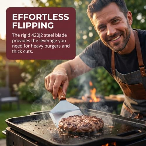 Extra Wide Spatula with Beveled Edges, Oversized Stainless-Steel Spatula with - Image 3