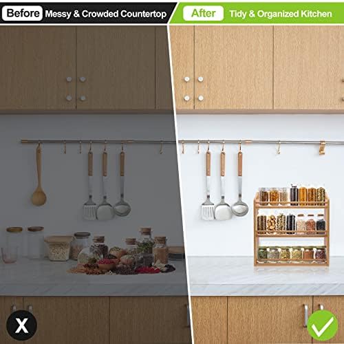 3 Tier Bamboo Spice Rack Wall Mount or Countertop, Spice Organizer - Image 2