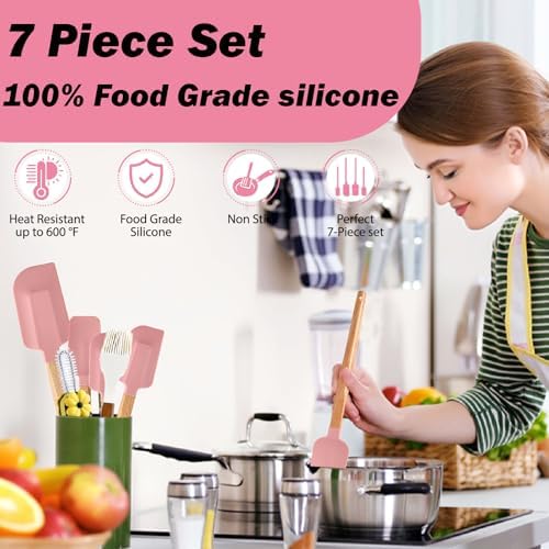 7 Piece Silicone Spatula Set, Food Grade Rubber Spatula Set - Image 2