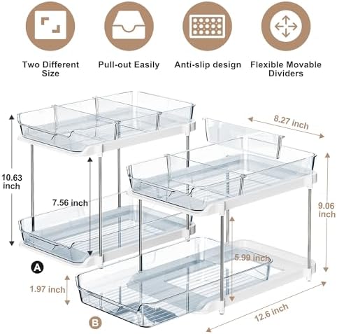 Delamu 2-Tier Multi-Purpose Bathroom Under Sink Organizers and Storage - Image 2