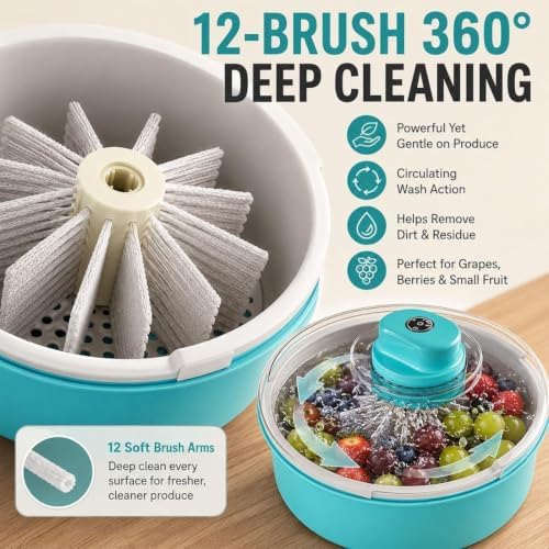 Electric Fruit Washer Spinner Bowl, Automatic Produce Cleaner Spinner - Image 3